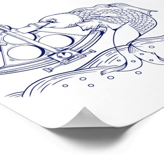 海おもしろい産の六分木を使った魚 ポスター (角)