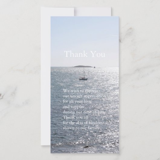 海およびボート4の悔やみや弔慰は写真カード感謝していしています サンキューカード (正面)