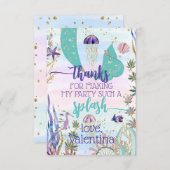 海お洒落の下の人魚の尾パーティー脚本 サンキューカード (正面/裏面)