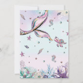 海お洒落の下の人魚の尾誕生日 招待状 (裏面)