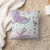 海お洒落の下の人魚の尾 クッション (ブランケット)