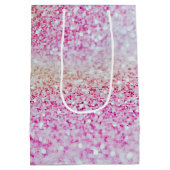 海お洒落の下の人魚ピンクの女の子誕生日 ミディアムペーパーバッグ (裏面)