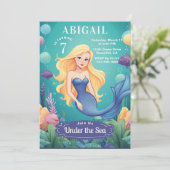 海お洒落の下の人魚海誕生日 招待状 (スタンド正面)