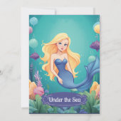 海お洒落の下の人魚海誕生日 招待状 (裏面)