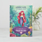 海お洒落の下の人魚海誕生日 招待状 (スタンド正面)