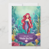 海お洒落の下の人魚海誕生日 招待状 (裏面)