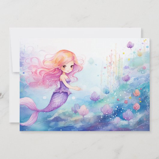 海お洒落の下の人魚海誕生日 招待状 (裏面)