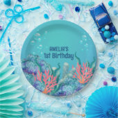 海お洒落の下の人魚誕生日 ペーパープレート (パーティー)