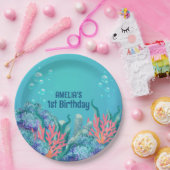 海お洒落の下の人魚誕生日 ペーパープレート (パーティー)