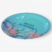 海お洒落の下の人魚誕生日 ペーパープレート (アングル)