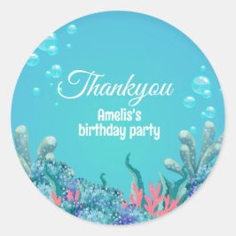 海お洒落の下の人魚誕生日 ラウンドシール