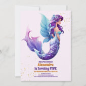 海お洒落の下の人魚誕生日 招待状 (正面)