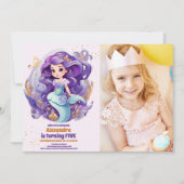 海お洒落の下の人魚誕生日 招待状 (正面)