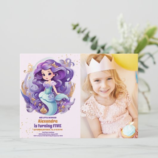 海お洒落の下の人魚誕生日 招待状 (スタンド正面)