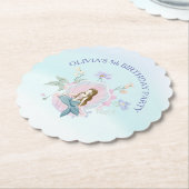 海お洒落の下の水彩人魚 ペーパーコースター (アングル)