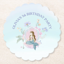 海お洒落の下の水彩人魚 ペーパーコースター