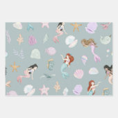 海お洒落の下の水彩人魚 ラッピングペーパーシート (正面)