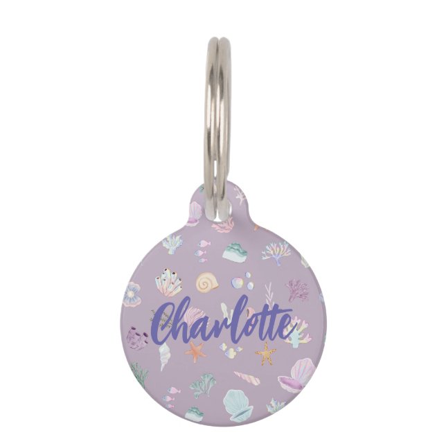 海お洒落の海の下の水色 ペット　ネームタグ (正面)