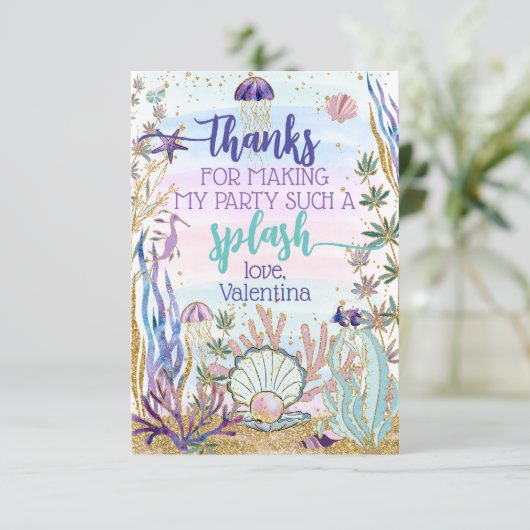 海お洒落の誕生日パーティースクリプトの下 サンキューカード (スタンド正面)