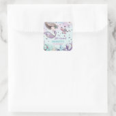 海お洒落の誕生日会の下の人魚 スクエアシール (バッグ)