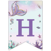 海お洒落の誕生日会の下の人魚 バンティングフラッグ (第1の旗)