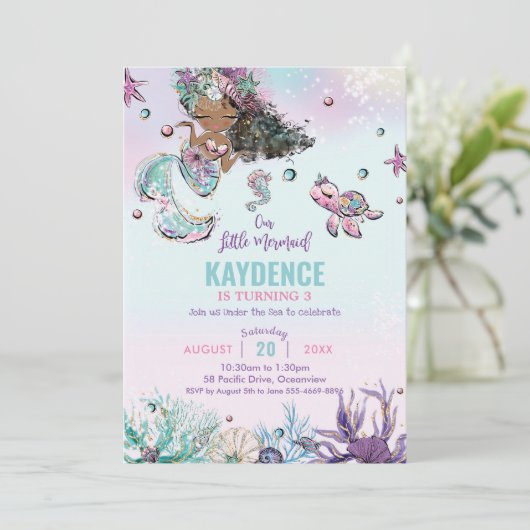 海お洒落の誕生日会の下の人魚 招待状 (スタンド正面)
