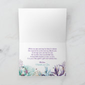 海お洒落の赤ちゃんシャワーの下の人魚の尾 サンキューカード (内部)