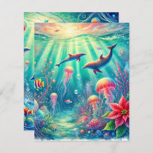 海お洒落ポインセチア礁スクラップブック紙 (正面/裏面)