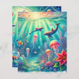 海お洒落ポインセチア礁スクラップブック紙