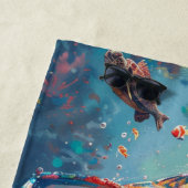 海お洒落亀の水中シーン明るい色 ビーチタオル (インサイチュ)