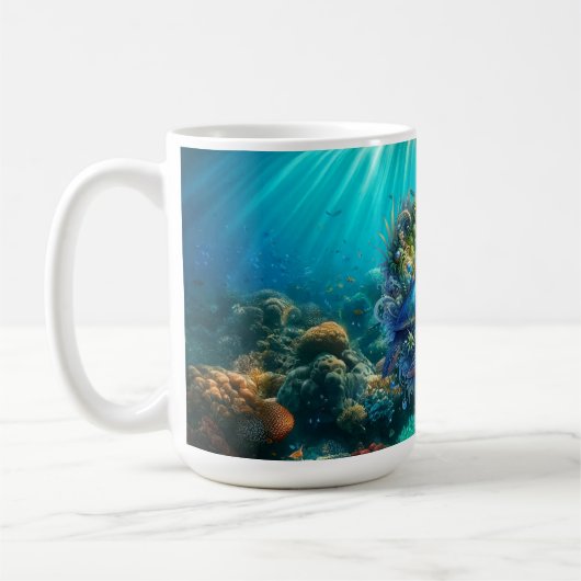 海お洒落亀カラフルのマグ コーヒーマグカップ (左)