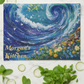 海お洒落波 | 印象派絵を描の キッチンタオル (折り畳み)