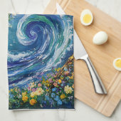 海お洒落波 | 印象派絵を描の キッチンタオル (四つ折り)