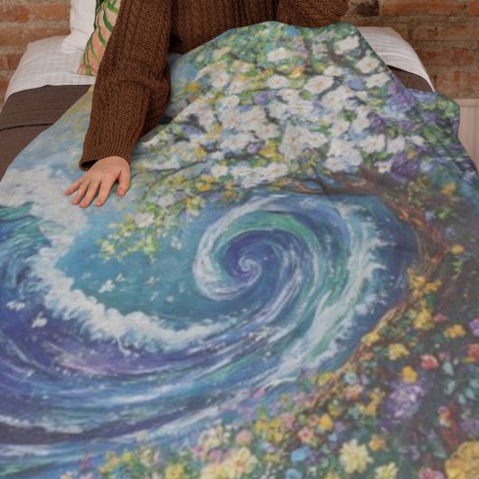 海お洒落波 | 印象派絵を描の フリースブランケット