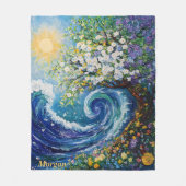 海お洒落波 | 印象派絵を描の フリースブランケット (正面)