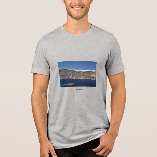 海からのサントリーニ島 トライブレンドＴシャツ (正面)