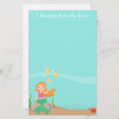 海からのメッセージ、海動物を持つ人魚 便箋 (正面/裏面)