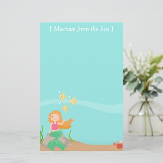 海からのメッセージ、海動物を持つ人魚 便箋 (スタンド正面)