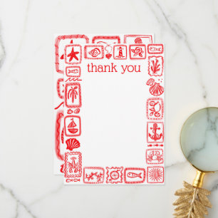 海からのラブノート 現代のキュートな ブライダルシャワー サンキューカード