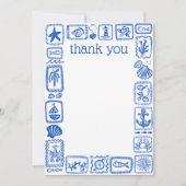 海からのラブノート 現代のキュートな ブライダルシャワー サンキューカード (正面)