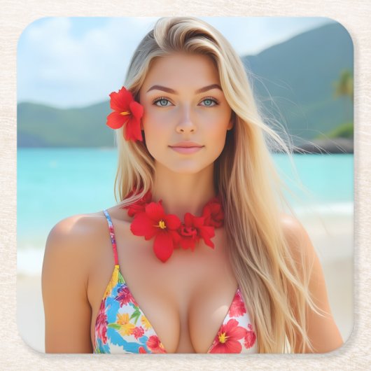 海からの放射能：ヘレナ島モーメント スクエアペーパーコースター (正面)