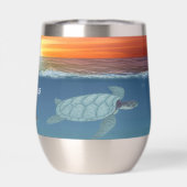 海からの日の出とウミガメ (背面)