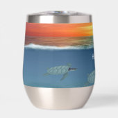海からの日の出とウミガメ (正面)