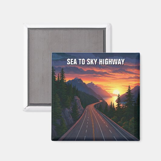 海からスカイハイウェイバンクーバーカナダサンセットトラベル マグネット (正面/裏面)