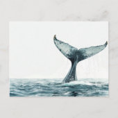 海から出てくるクジラの尾 小 ポストカード (正面)