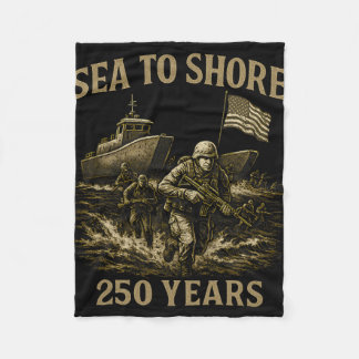 海から岸へ250年 アメリカ兵と水陸両用作戦 フリースブランケット