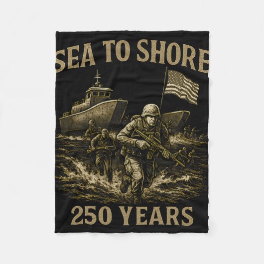 海から岸へ250年 アメリカ兵と水陸両用作戦 フリースブランケット (正面)