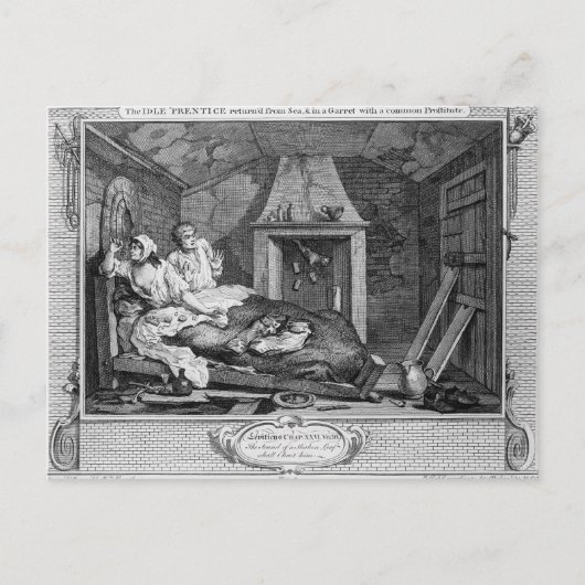 海から戻った怠け者の戒め ポストカード (正面)