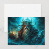 海から昇る海神 ファンタジー絵画 ポストカード (正面/裏面)