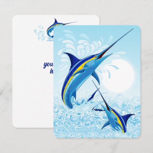 海から飛び出すブルーマーリン カード (正面/裏面)